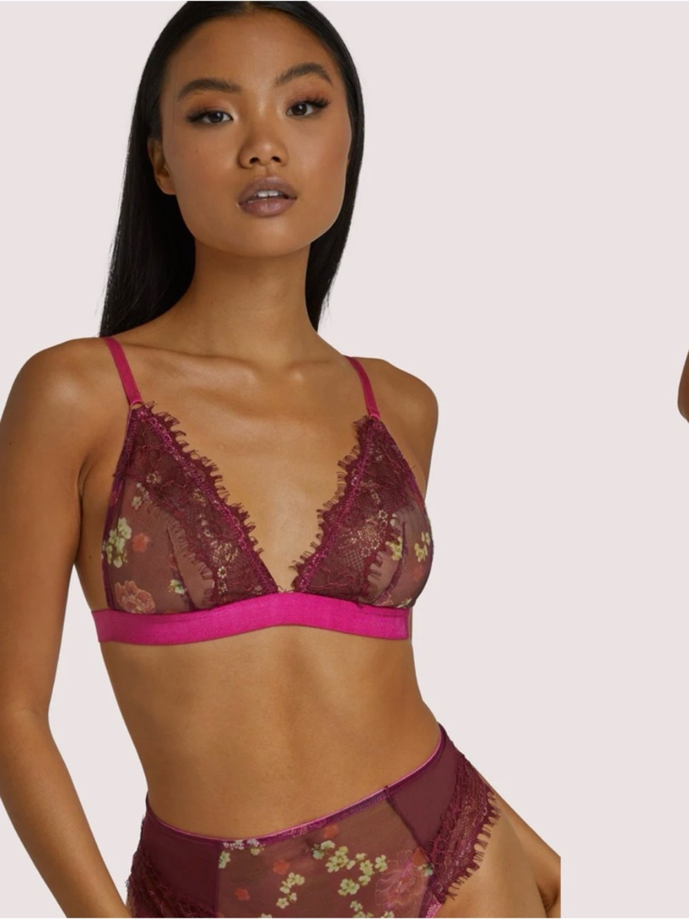 Wolf & whistle triangle bra and high waist matching brief size medium lingerie